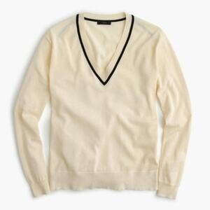 J.Crew V-Neck Summerweight Cotton Sweater Cream Size M